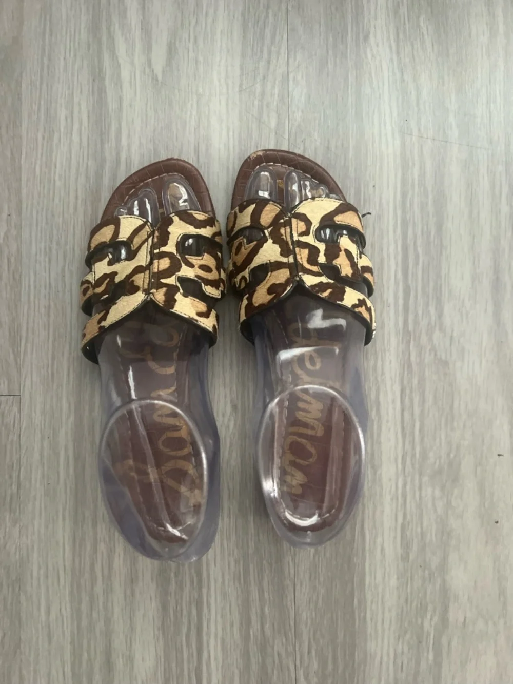 Sam Edelman Leopard Haircalf H Slide Sandals Women’s Size 6 Brown Animal Print